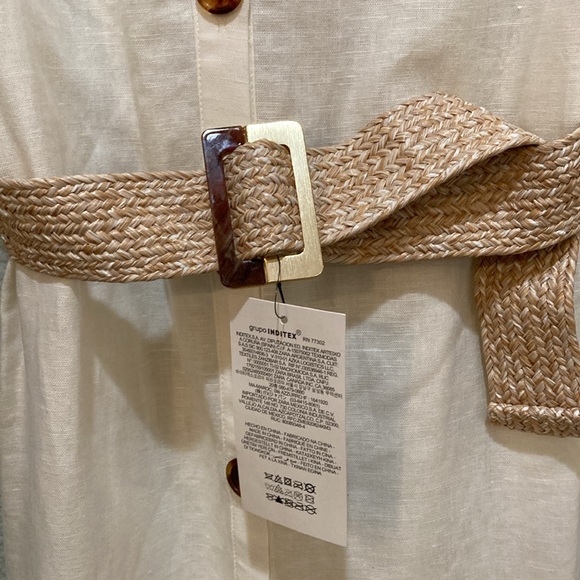 ZARA Linen blend Belted Shirt-dress - Picture 3 of 5